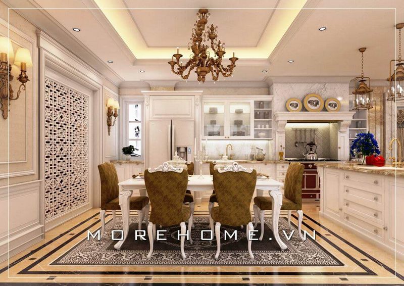 Thiết kế nội thất phòng bếp biệt thự